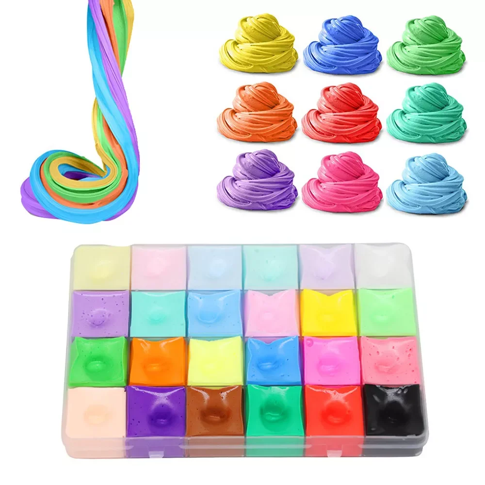 

500ml 24 Color Slime Cloud Cotton Candy Soft and Non-Sticky Slimes Kids Active Part Toys Anti-stress For Children Polymer Clay