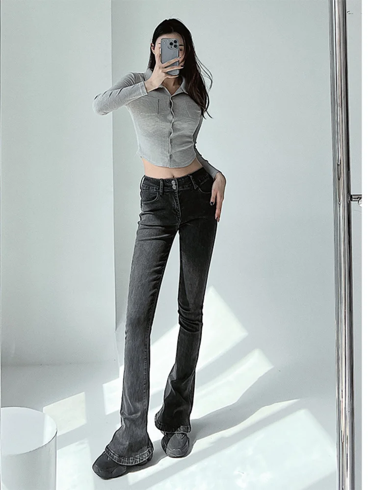 

New WOMANGAGA Summer Retro High Waist Slim Denim Flared Pants Solid Color Sexy High Street Casual Thin Women's Clothing 2JXD