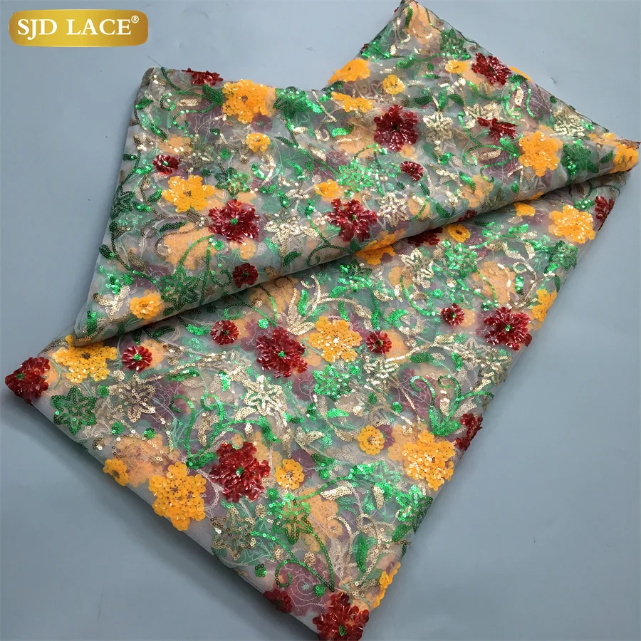 Сетчатое кружево SJD LACE с блестками 5 ярдов |