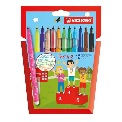 Фломастеры STABILO &quotTrio&quot 12 цветов трехгранная зона обхвата толщина линии 0 7 мм