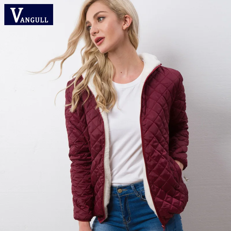 Women 'S Cotton Clothes Short Casual Large Size Lightweight Fleece-Lined Thickened Lamb Wool Hooded Cotton Coat Women Parka