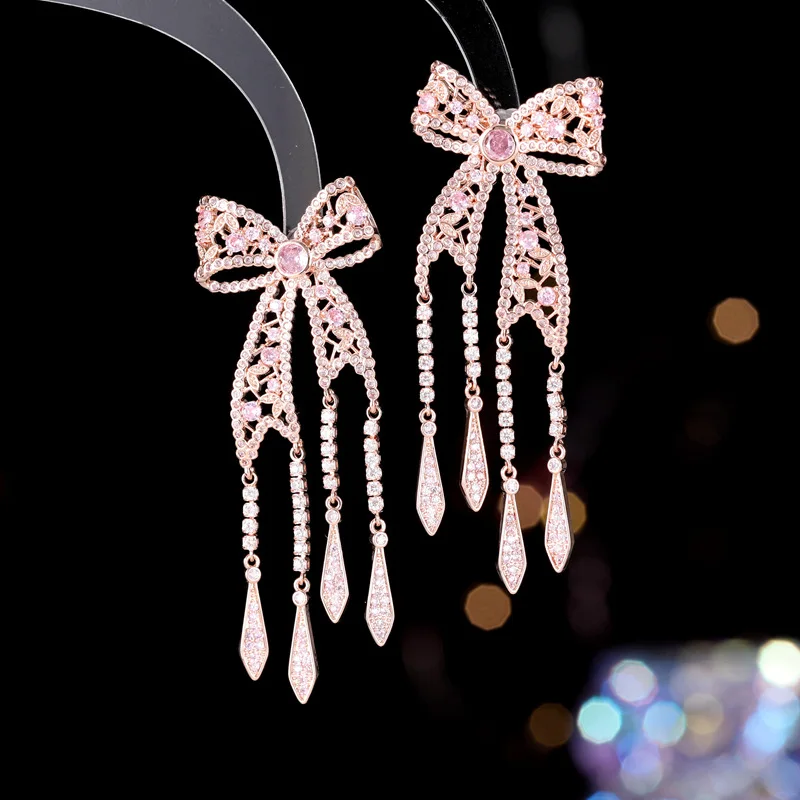 OKILY роскошные европейские висячие серьги с микро-дизайном в виде банта и