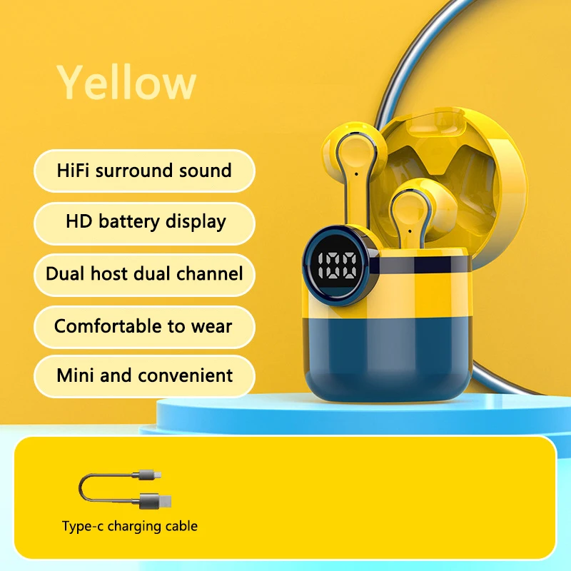 

TWS Wireless Bluetooth Headphones PRO12 Stereo HIFI Headset LED Display Noise-canceling Music Sports Earphone For Phone