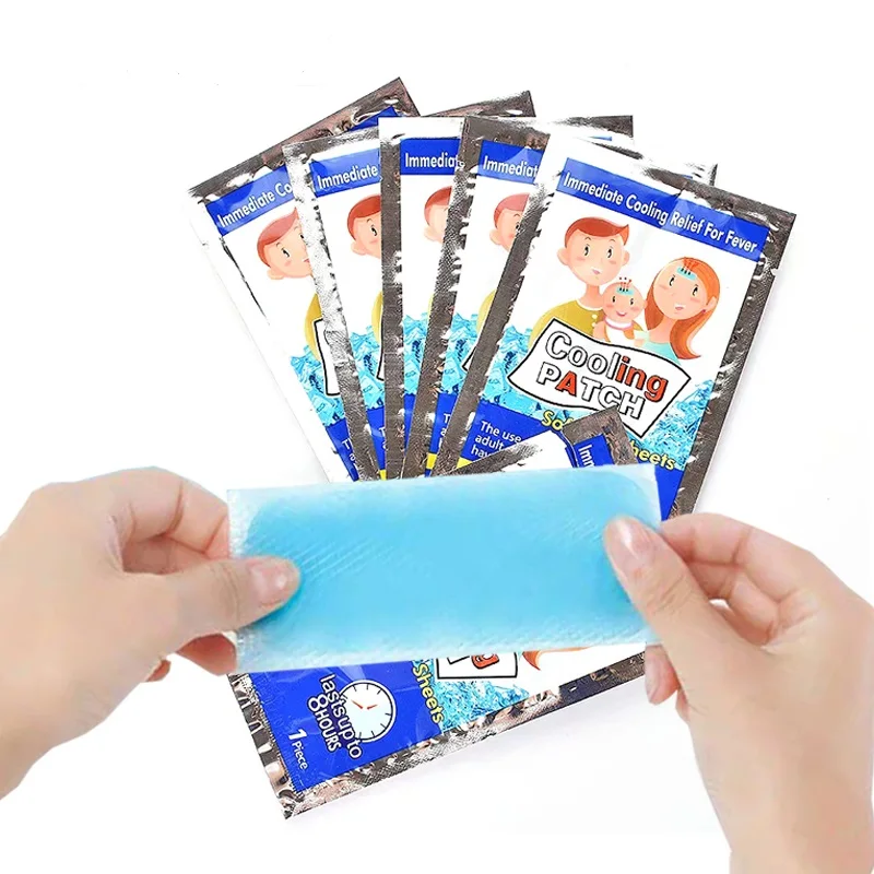 

10bags Cooling Patches Baby Fever Down Medical Plaster Lower Temperature Ice Gel Polymer Hydrogel Migraine Headache Pad