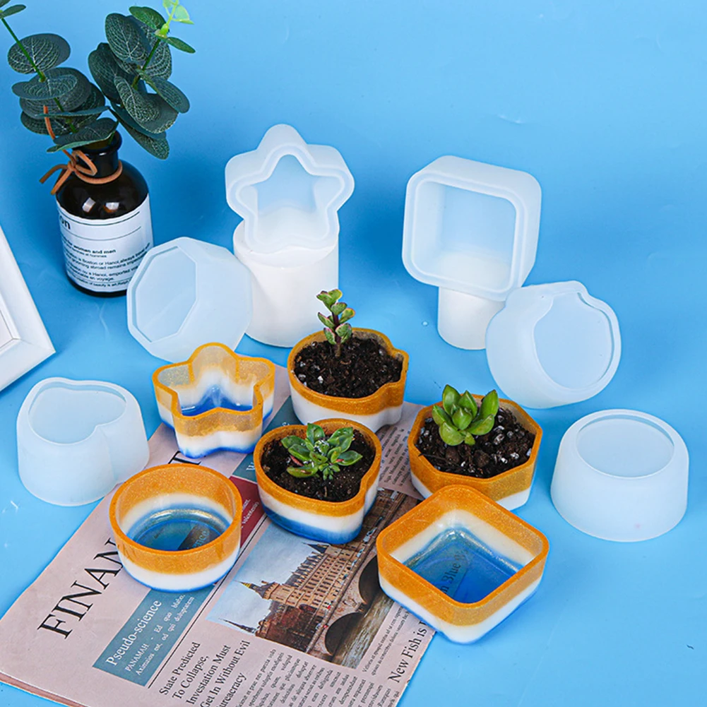 

Mini Geometric Creativity Silicone Plant Pot Molds Concrete Cement Form DIY Arts Aroma Craft Moulds Flowerpot Clay Plaster Mold