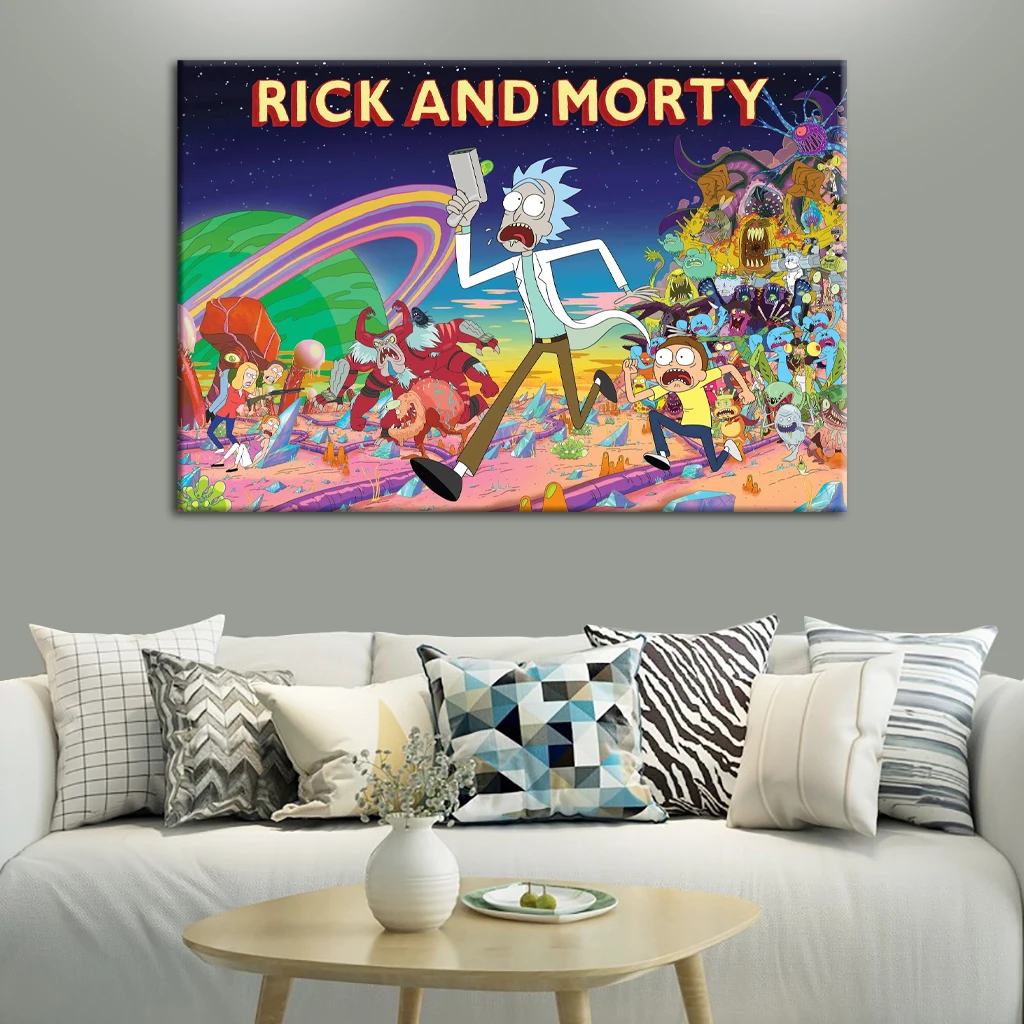 

Anime Rick and Mordy Canvas Painting Poster Aesthetic HD Print Picture Wall Art Poster Bedroom Home Decoration Children Room