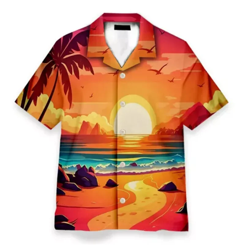 Мужские 3D рубашки с принтом заката