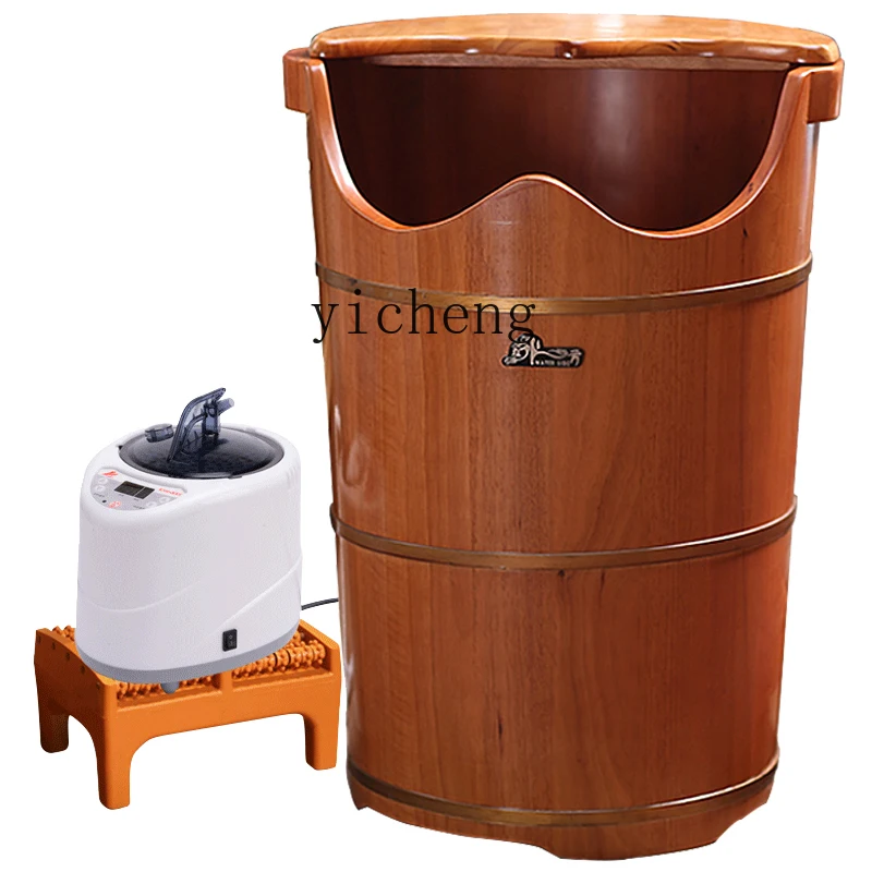 

XL over-the-Knee Steam Fumigation Foot Bath Barrel Wooden Constant Temperature Foot Washing Foot Bath Tub over-the-Knee