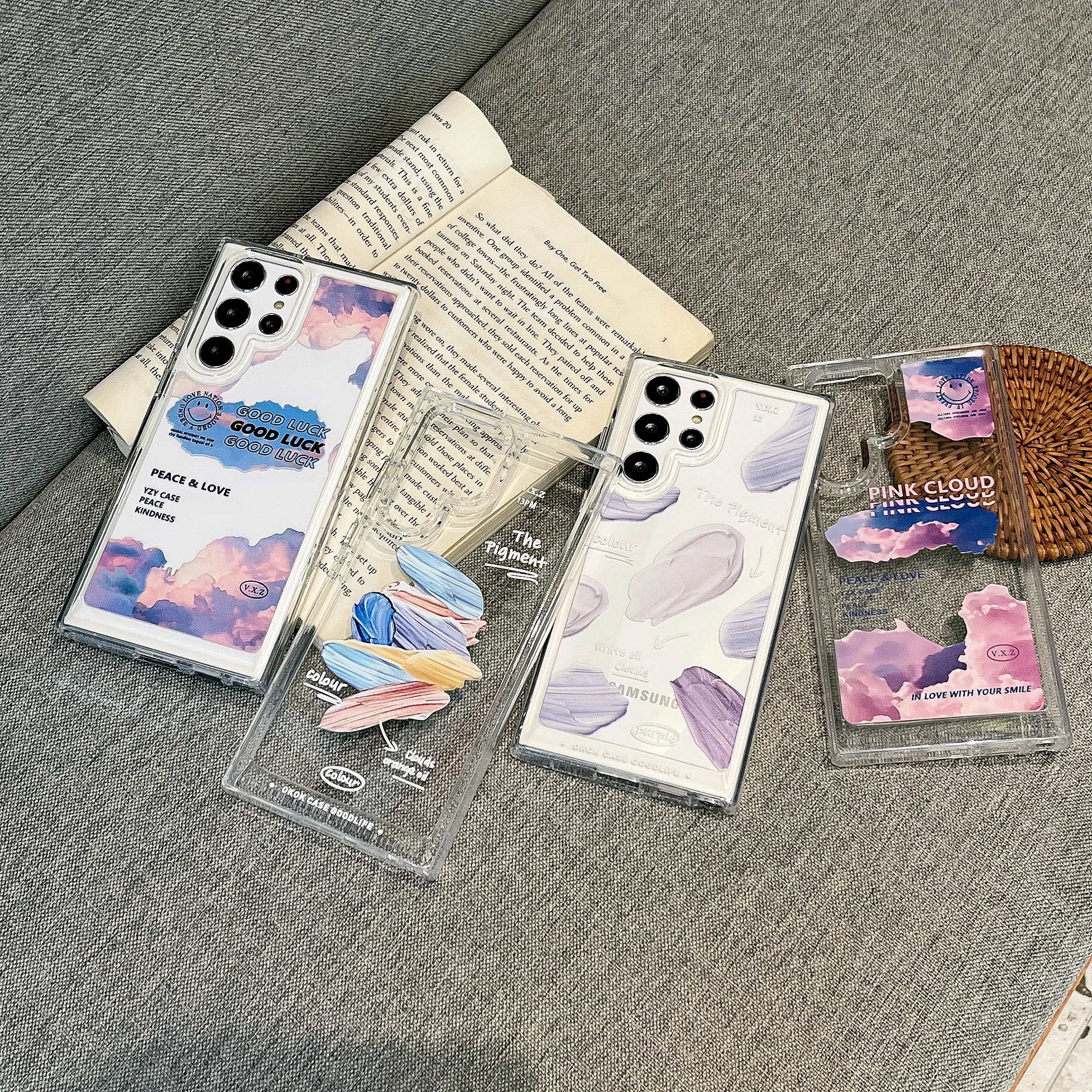 

For Samsung Galaxy S22 Ultra Case Cloud Transparent Case For Samsung S22 Plus Ultra A53 Shockproof Hard Back cover Accessories