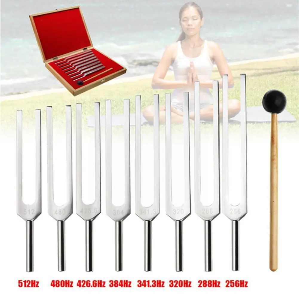 

1 Set 8 Tuning Fork Set 256-512hz Steel Teaching Tuning Guitar Instrument Tuner Tunning Musical Tuning Set Violin Fork Fork U0r2