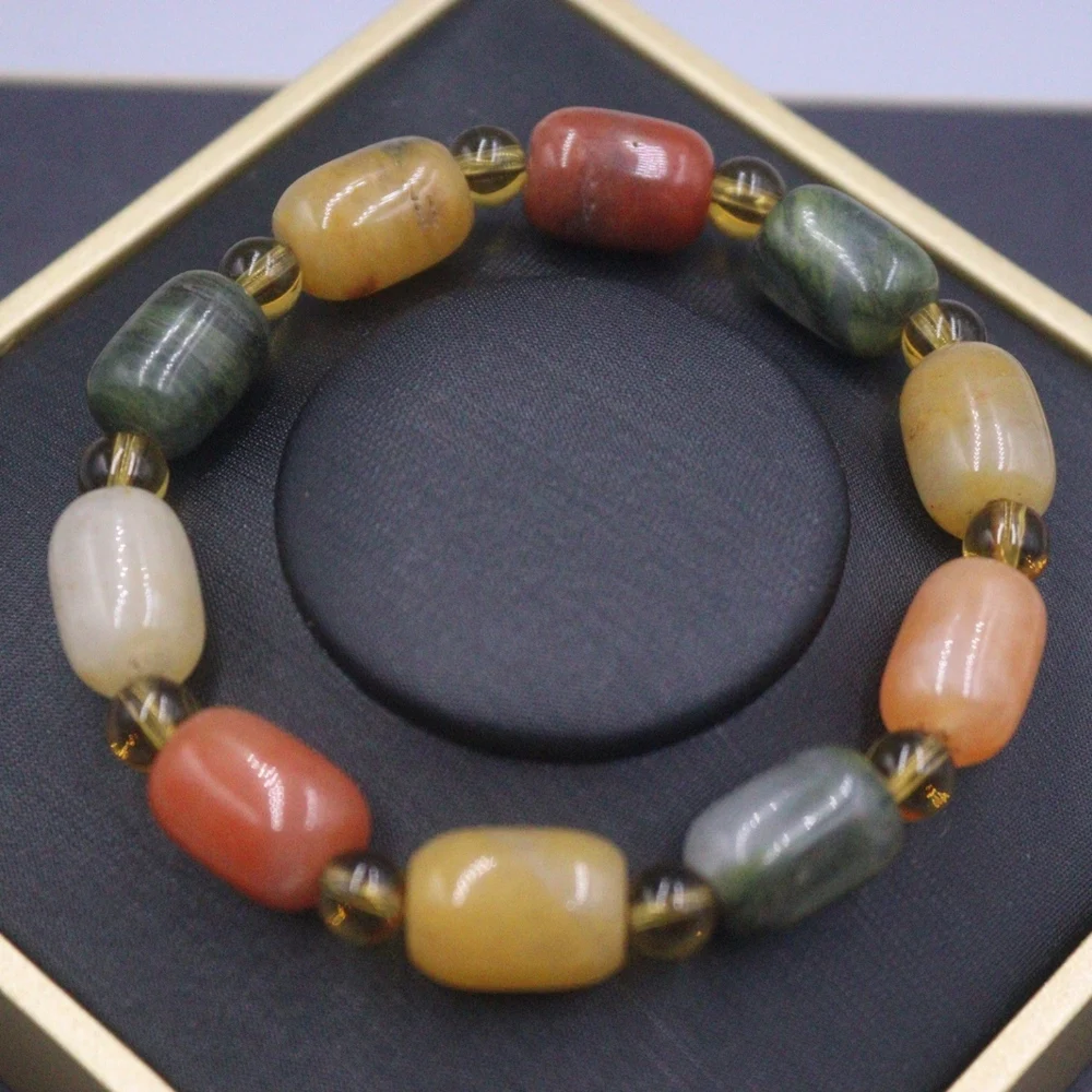Натуральный красочный нефритовый браслет для мужчин и женщин подарок на удачу