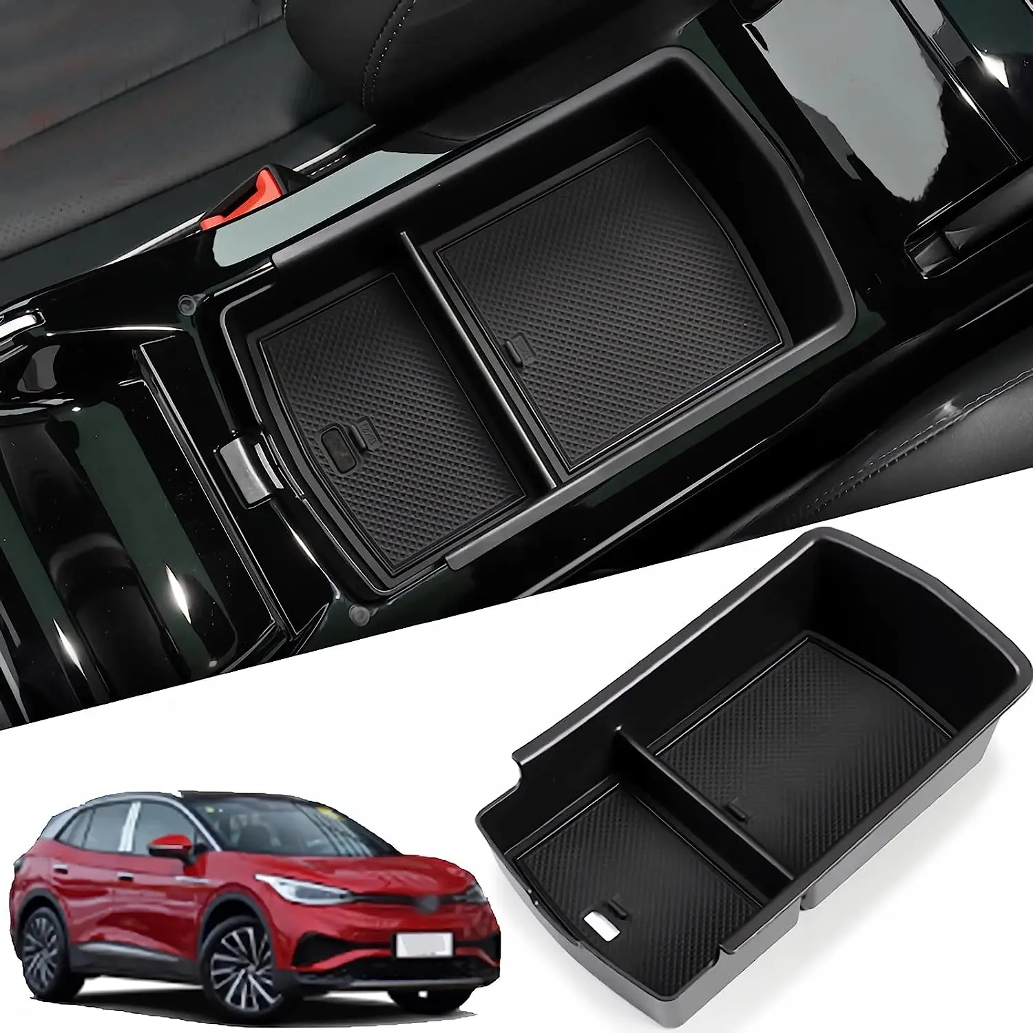 

Compatible with VW ID.4X ID.6/CROZZ Center Console Organizer Tray, Armrest Glove Box Compartment Container Tray Car Accessories