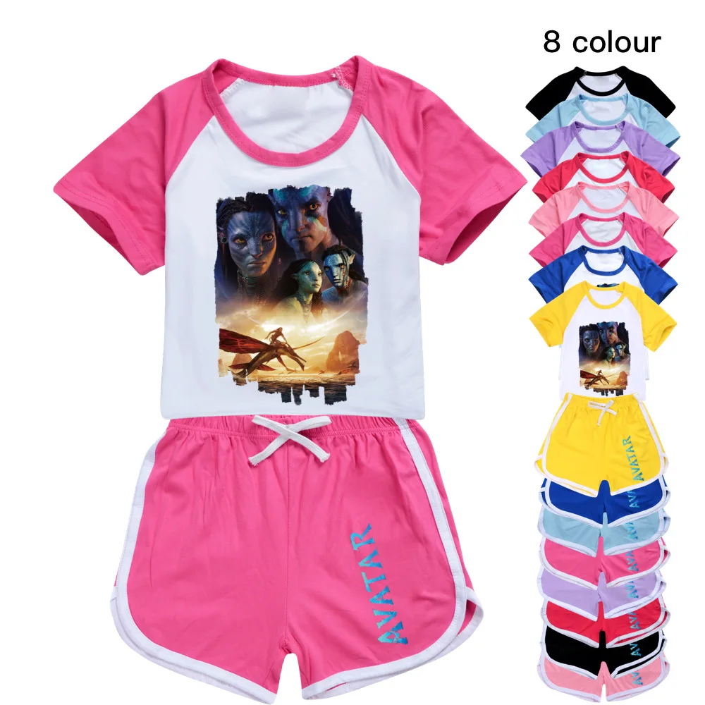 

Summer Boys Sports Suit Kids Disney Avatar Clothes Baby Girls Cartoon T Shirt+shorts Two Pcs Sets Teenager Children Tracksuit