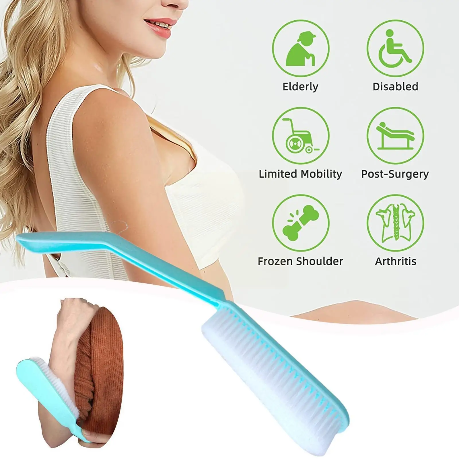 

1PCS Long handle bath massage soft hair exfoliating bath cleaning body brush rubbing back brush W3W0