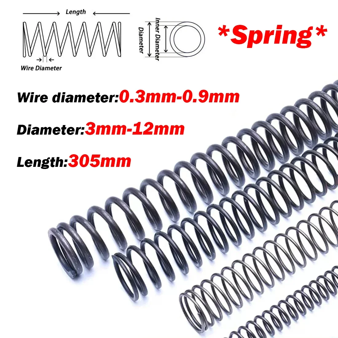 Компрессионная пружина 305 мм нажимные пружины из марганцевой стали 65 Mn проволока