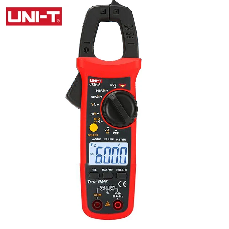 

UNI-T Digital Clamp Meter UT202F UT204R AC DC Current Pliers Ammeter True RMS Voltage Tester Frequency Meter