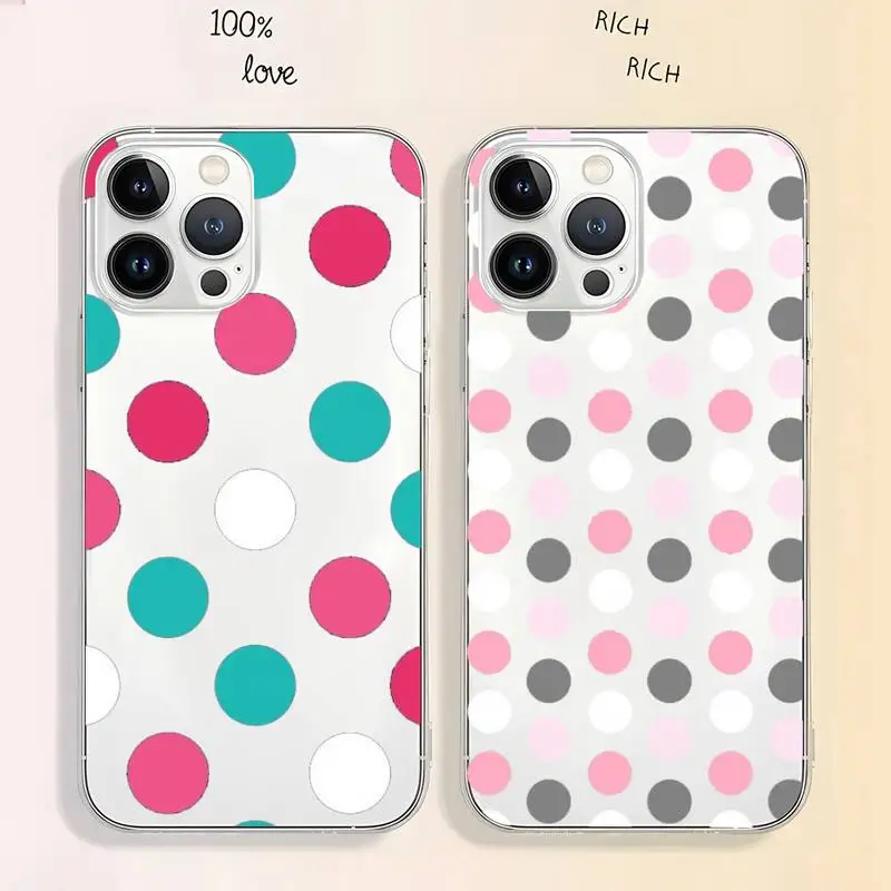 Цветной чехол для телефона в горошек Прозрачный Iphone Se 5 6 S 7 8 Plus Xr X Xs Max 11 12 13 Mini Pro |