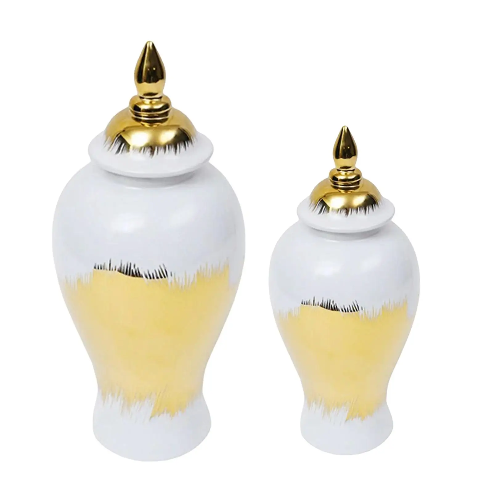 

Porcelain Ginger Jar Ceramic Domed Lid Table Centerpiece Collectible Handicraft European Temple Container for Home Decoration