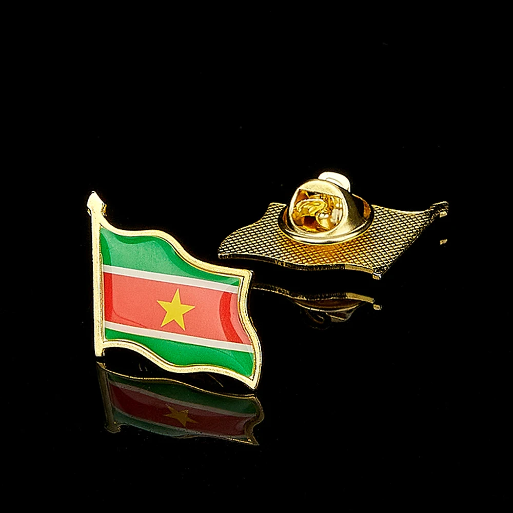 Южноамериканская Республика Суринам эмалированная Брошь Позолоченные булавки