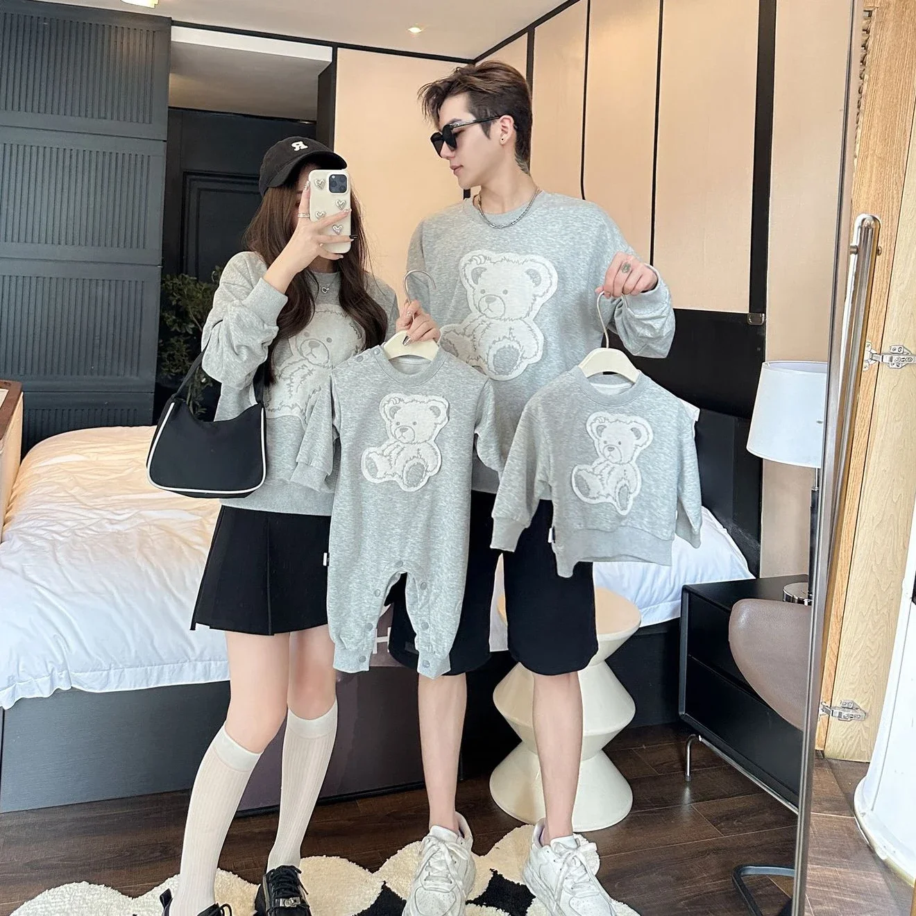 

Модель 2023 года, свитшот с длинным рукавом для детей и родителей, Осень-зима