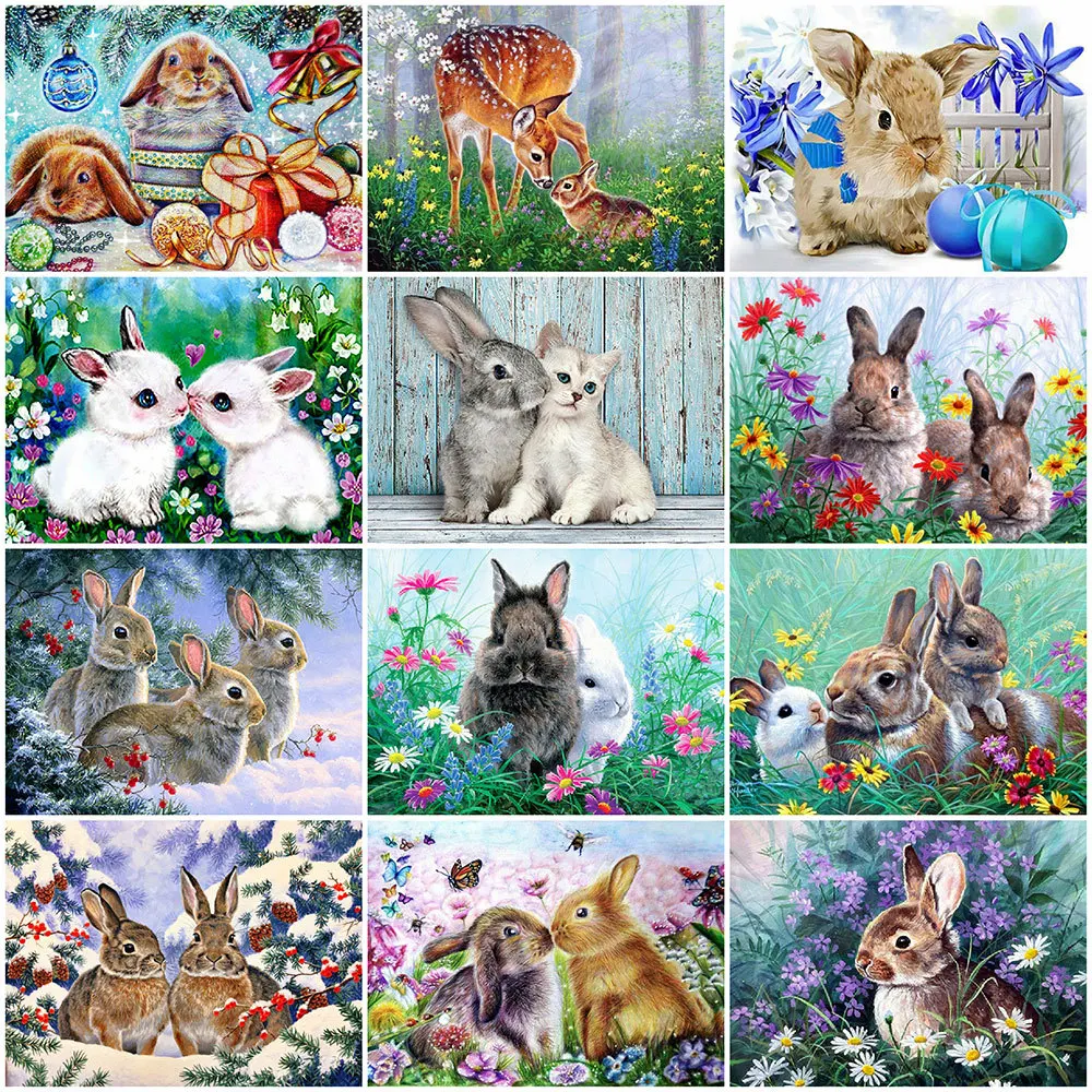 

MomoArt Алмазная мозаика кролик вышивка крестиком Алмазная вышивка животные картина стразами полная площадь 5d алмаз живопись ​Пасха рукодели...