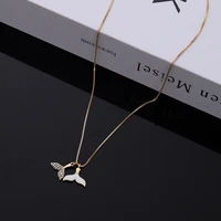 charming full rhinestone pendant chokers necklaces for women trendy double dolphin tails necklaces female collarbone chain