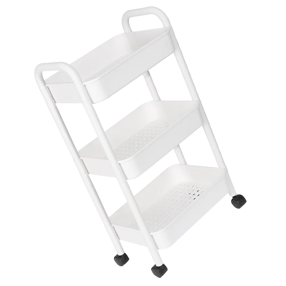 

Storage Rack Diaper Cart Movable Bookshelf Organizer Shopping Utility Wheels White Roller Rolling Office Trolley