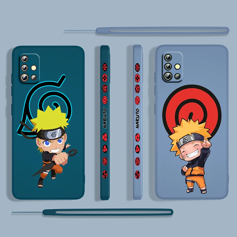

Hot Anime Naruto Akatsuki For Samsung Galaxy A73 A53 A33 A52 A32 A22 A71 A51 A21S A03S A50 4G 5G Liquid Left Rope Phone Case