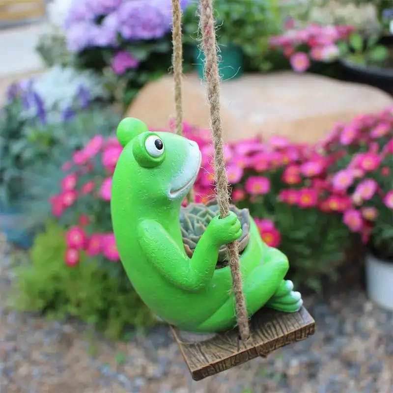 Каучуковые лягушки Милые качели искусственные кактусы горшок подвесной садовый