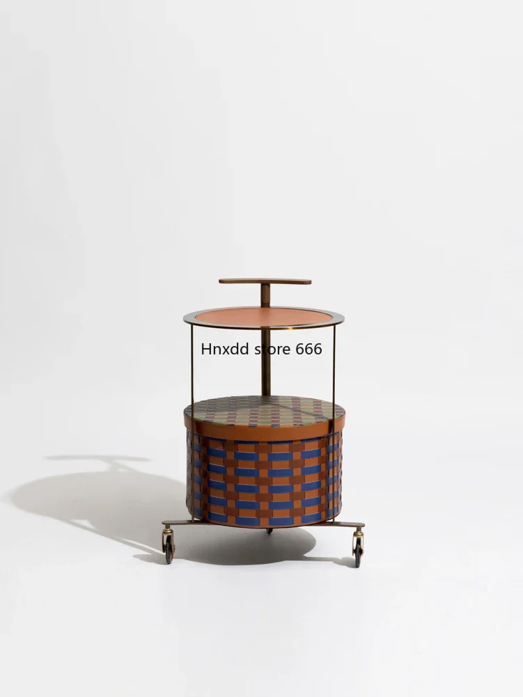 Плетеная двухслойная тележка из нержавеющей стали журнальный столик подвижная