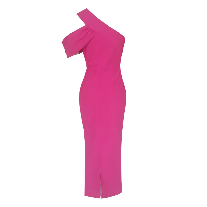 Платье-макси на одно плечо с глубоким разрезом