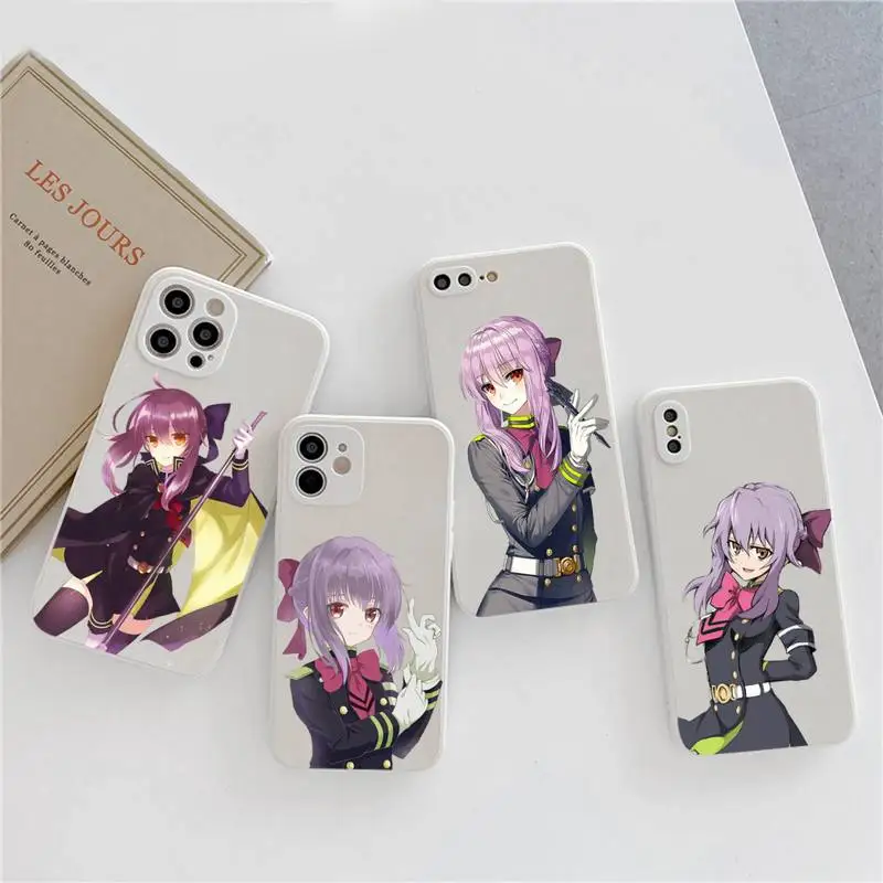 

Anime Seraph of the end Hiiragi Shinoa Phone Case Candy Color for iPhone 6 7 8 11 12 13 s mini pro X XS XR MAX Plus