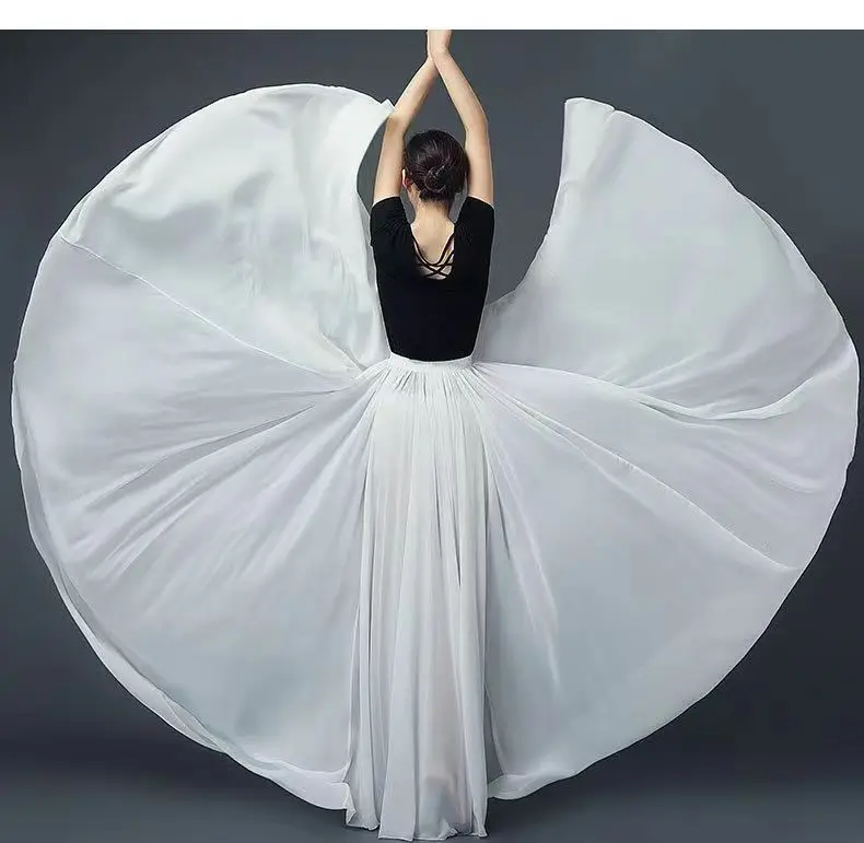 Женская шифоновая юбка для балета двухслойная длинная танцев 540/720 градусов