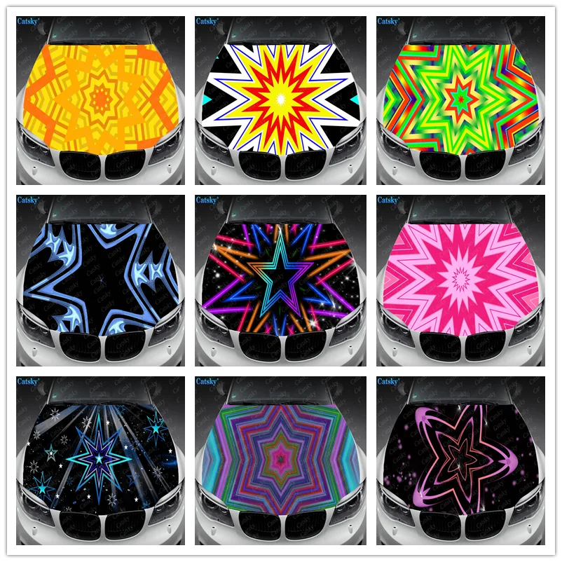 

Abstract Star Print Car Hood Vinyl Stickers Wrap Vinyl Film Engine Cover Decals Sticker on Car Auto Accessories
