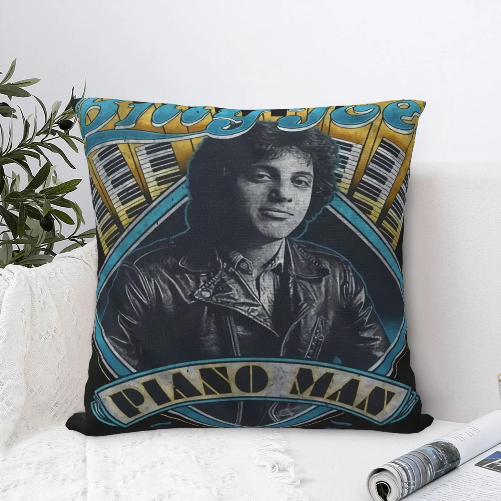 

Темно-синяя Подушка Билли Джоэль фортепиано Чехол-Подушка Чехол Белый Чехол на подушку кровать для спальни с молнией декоративные подушки ...