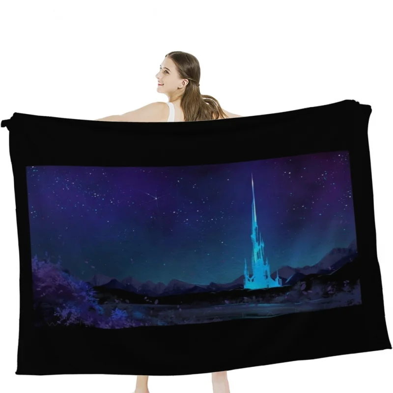 

Lakeland at Night Throw Blankets Soft Velvet Blanket Camping ,Travel Bedding Blanket