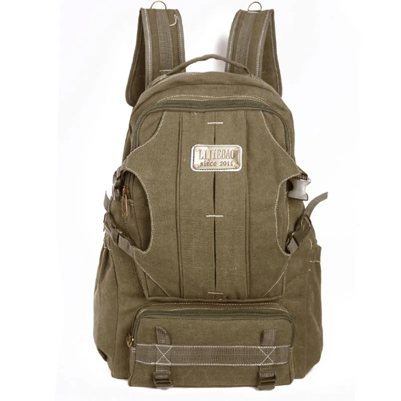 Casual Ladies Canvas Backpack 60 Liters New Fashion Classic Retro Men's School Bag Large Capacity Simple Travel Backpack Khaki