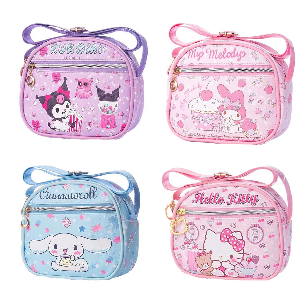 

Кожаная сумка-мессенджер на плечо Kuromi My Melody Kittys Cinnamoroll с мультипликационным рисунком, водонепроницаемая сумка для хранения в стиле аниме, де...