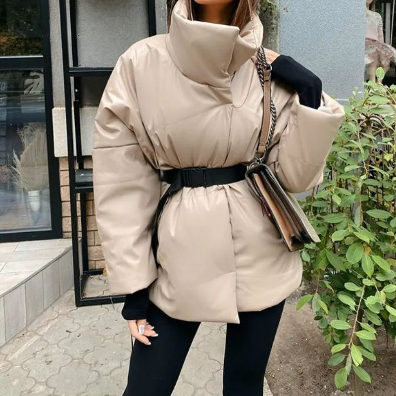 Oversize overcoat Khaki Black Belt Casual Long Sleeve Jackets Autumn Lady Fashion Pocket Parkas Women Winter Fall Solid Jackets