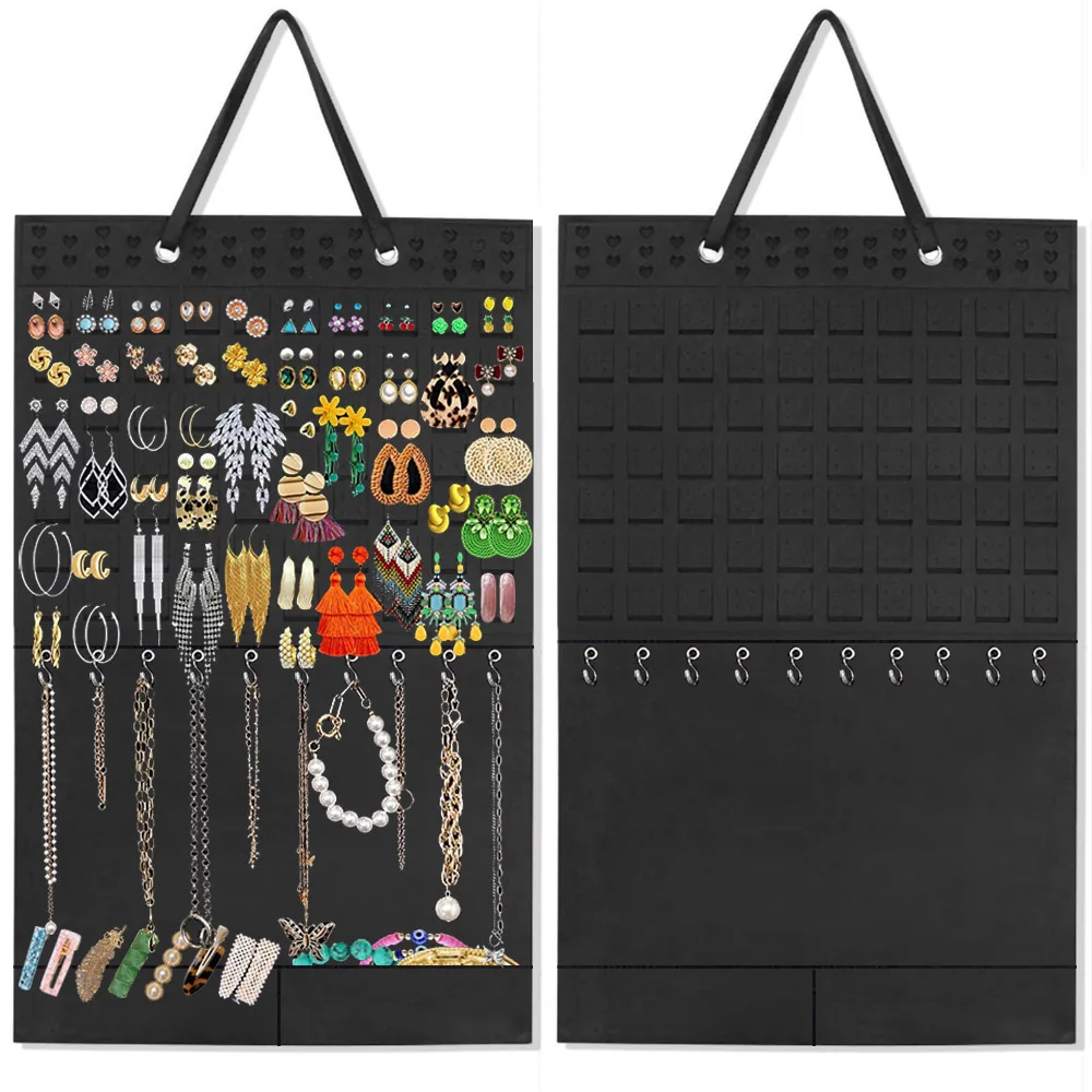 

Hanging Jewelry Organizer Wall Mounted Earring Organizer for Women Necklace Bracelet Holder Storage Display Hanger Decor 3 in 1