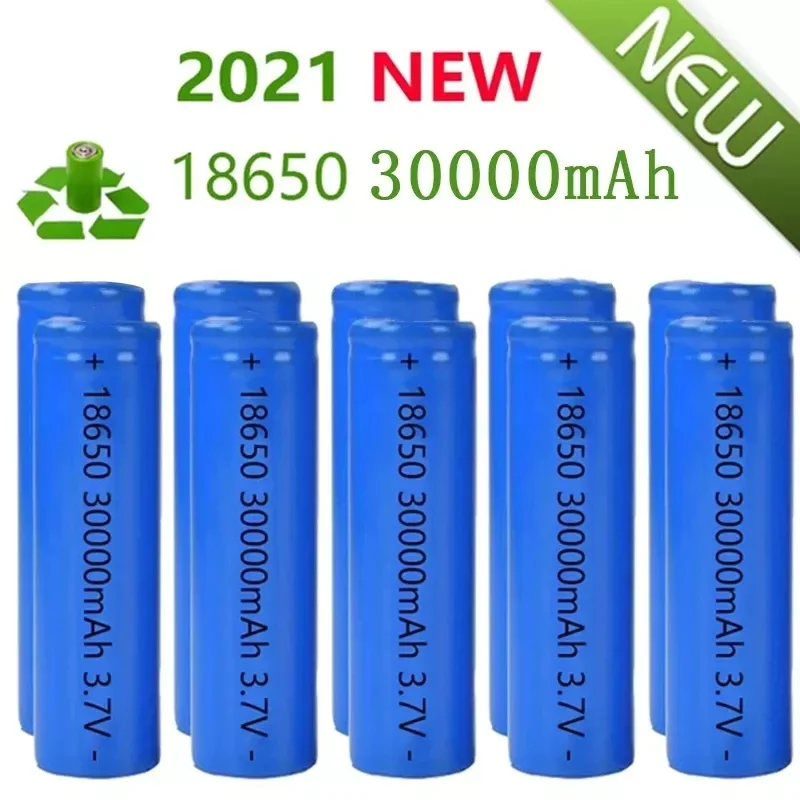 

2023New 30000mAh 18650 Battery 3.7V Li-ion Battery Li-ion Rechargeable for LED Flashlight Electronic Gadget Cabinet Light Dropsh