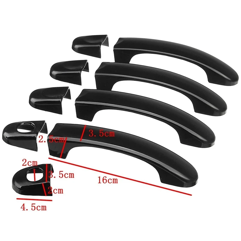 9Pcs Set ABS Chrome Door Handle Covers Trim For TRANSPORTER T5 T6 CADDY VAN 2003-2015 Gloss Black