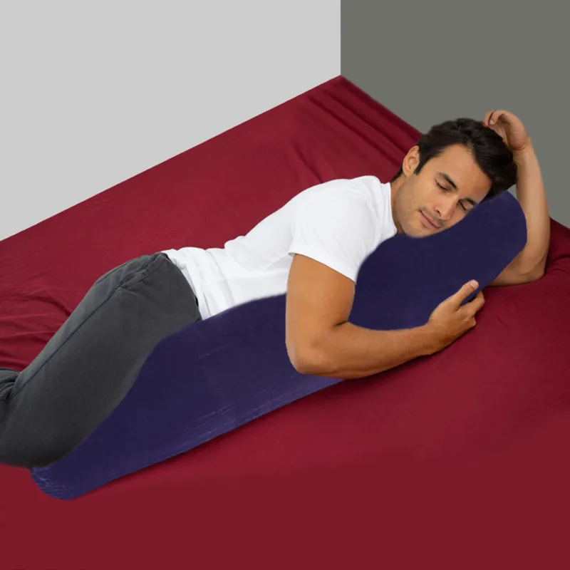 

Man Sleeping Hugging Pillow 86cm Long Round Inflatable Bolster Roll Wedge Cushion For Back Neck And Spine Relief During Sleep