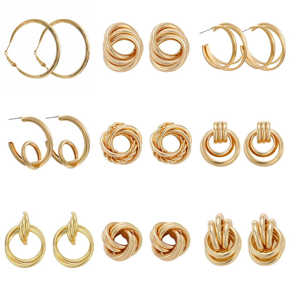 

Women Lady Ear Stud Gold Color Small Large Circle Hoop Earrings Jewelry Accessories Hip Hop Punk Classic Trendy