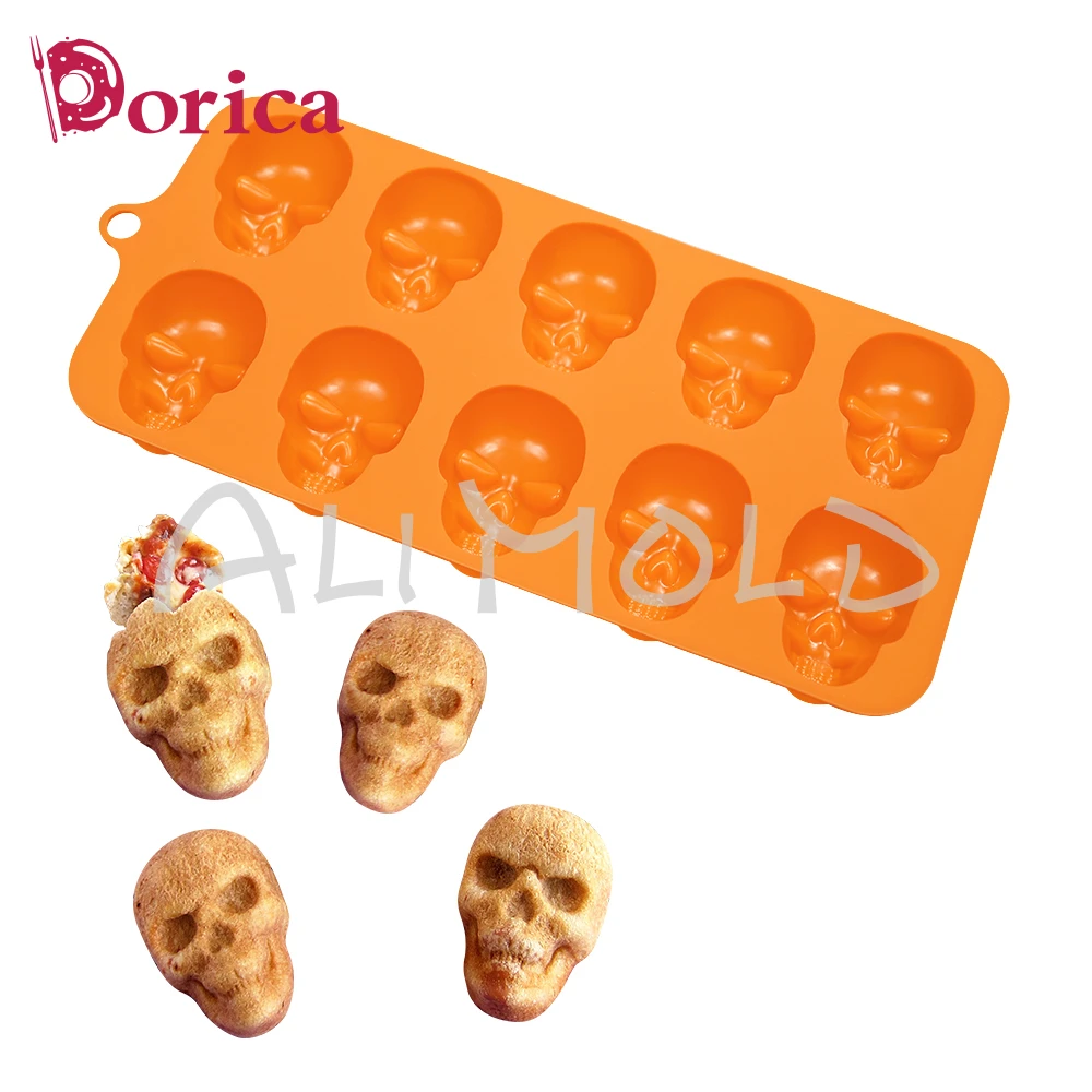 Силиконовая форма в виде черепа Dorica, «сделай сам», форма для помадки, конфет, шоколада, модель для изготовления льда, инструмент для украшения торта на Хэллоуин, кухонная выпечка