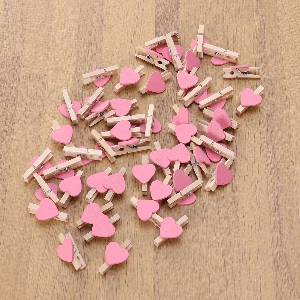 

50 Pcs Photo Wood Clip Heart Pin Mini Clothes Giftcard Holder Large Clothes For Picture