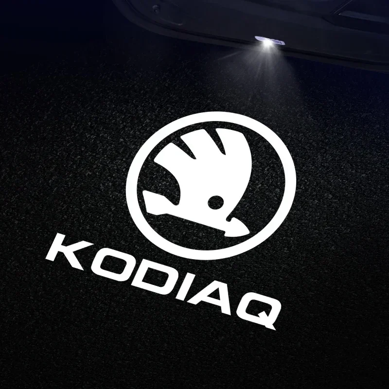 Фото Для Skoda: 2 шт. автомобильных светодиодных проекторов с логотипом, лампы-проекторы для дверей, приветственные световые тени для Skoda Superb, Octavia, Fabia, Rapid. №5