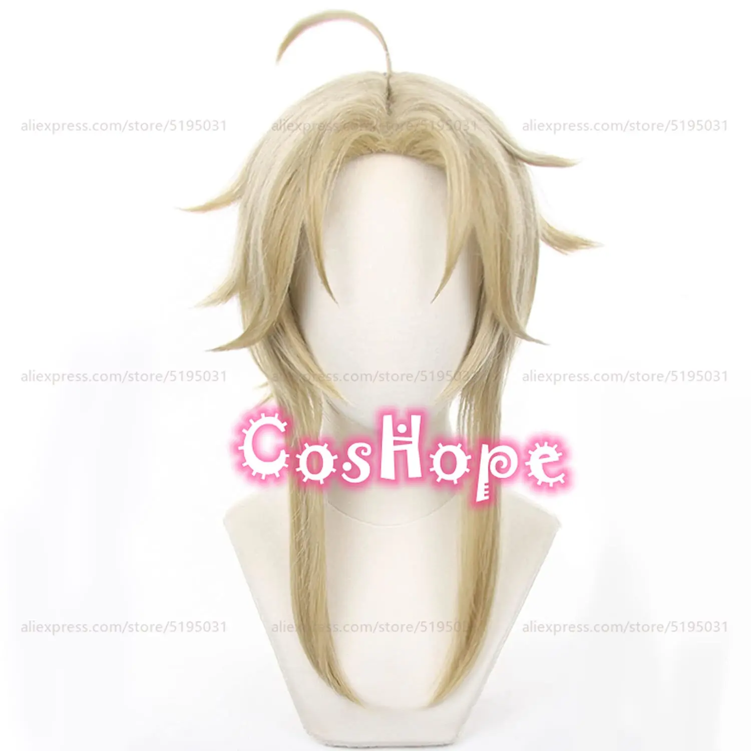 Парик для косплея Yanqing льняной термостойкий длиной 50 см с конским хвостом