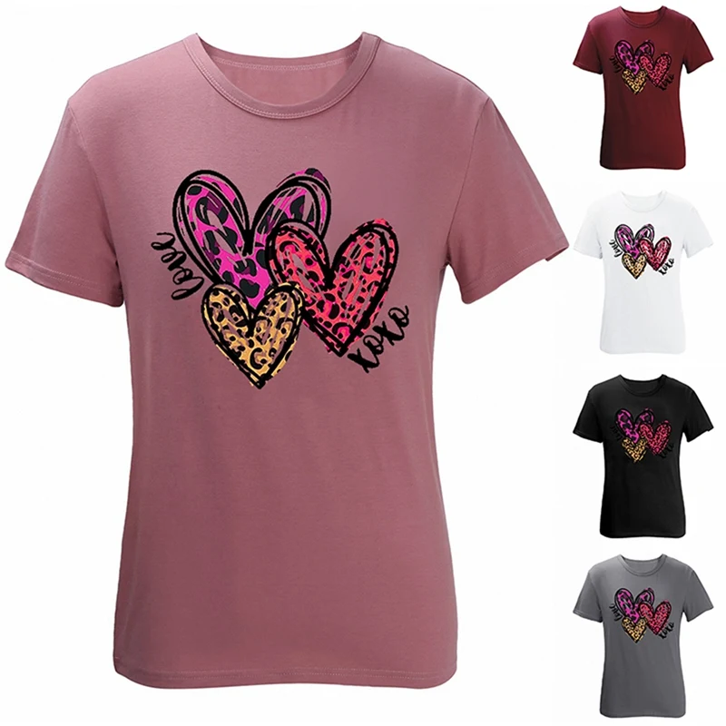 

Women's Fashion Casual LOVE Love Letter Print Short Sleeve T-Shirt Top