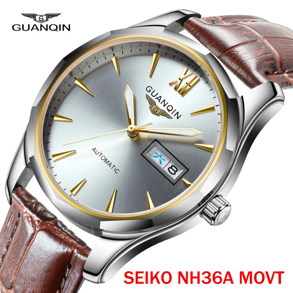 

GUANQIN Watch Men Japan NH36 Movement Automatic Mechanical Watches Top Brand Luxury Sapphire Waterproof Relogio Masculino